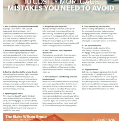 10 Costly Mortgage Mistakes