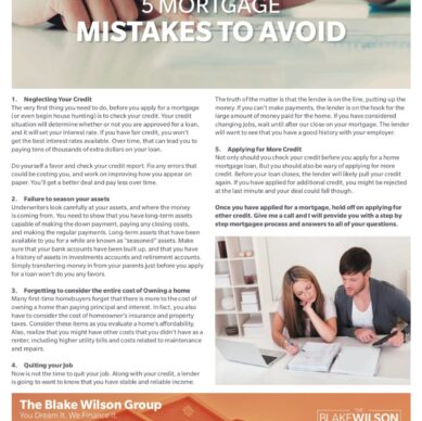 Five Mortgage Mistakes