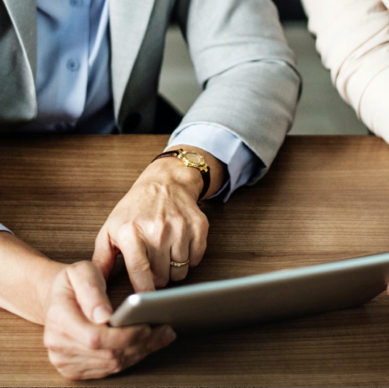 A broker helping a client