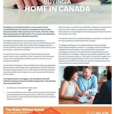 Buying A Home In Canada